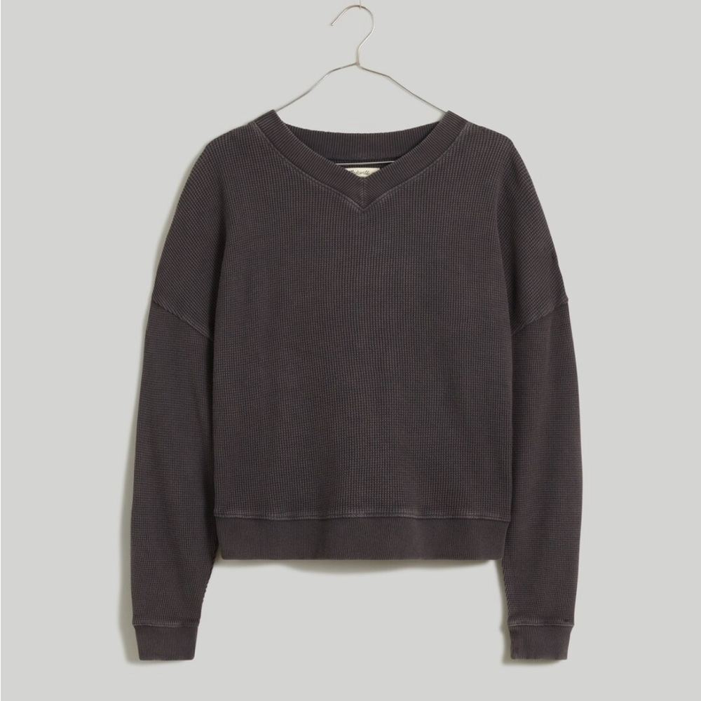 Madewell waffles knit top in coal